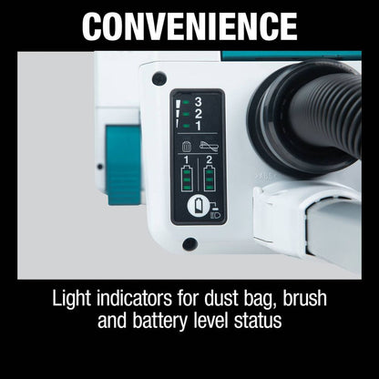 Makita XCV19PG 36V (18V X2) LXT Brushless 1.3 Gallon HEPA Filter 12" Upright Vacuum Kit (6.0Ah)