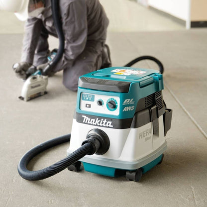 Makita XCV22ZU 36V (18V X2) LXT Brushless 2.1 Gallon HEPA Filter Dry Dust Extractor/Vacuum, AWS, Tool Only