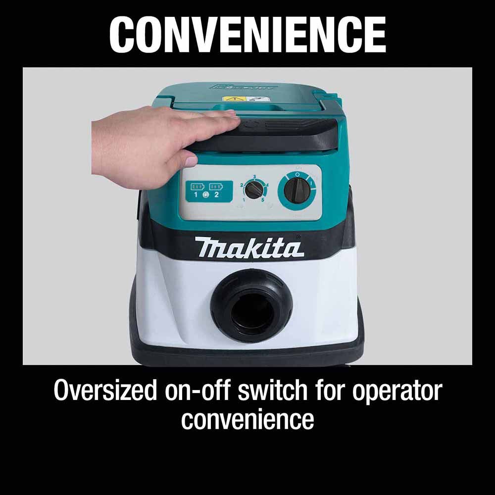 Makita XCV23Z 36V (18V X2) LXT Brushless 4 Gallon Wet/Dry Dust Extractor/Vacuum, Tool Only