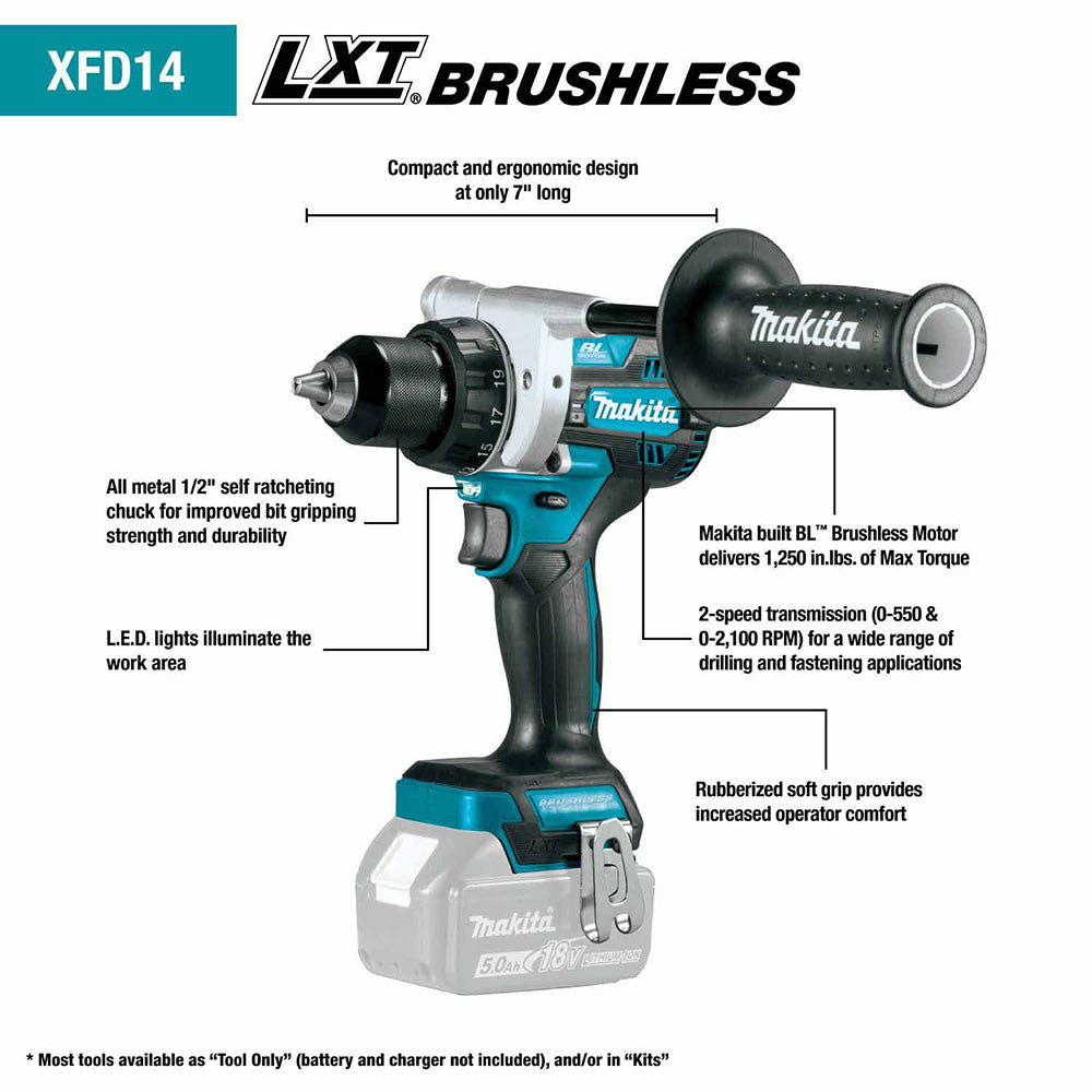 Makita XFD14T 18V LXT® Lithium-Ion 1/2" Driver-Drill Kit (5.0Ah)