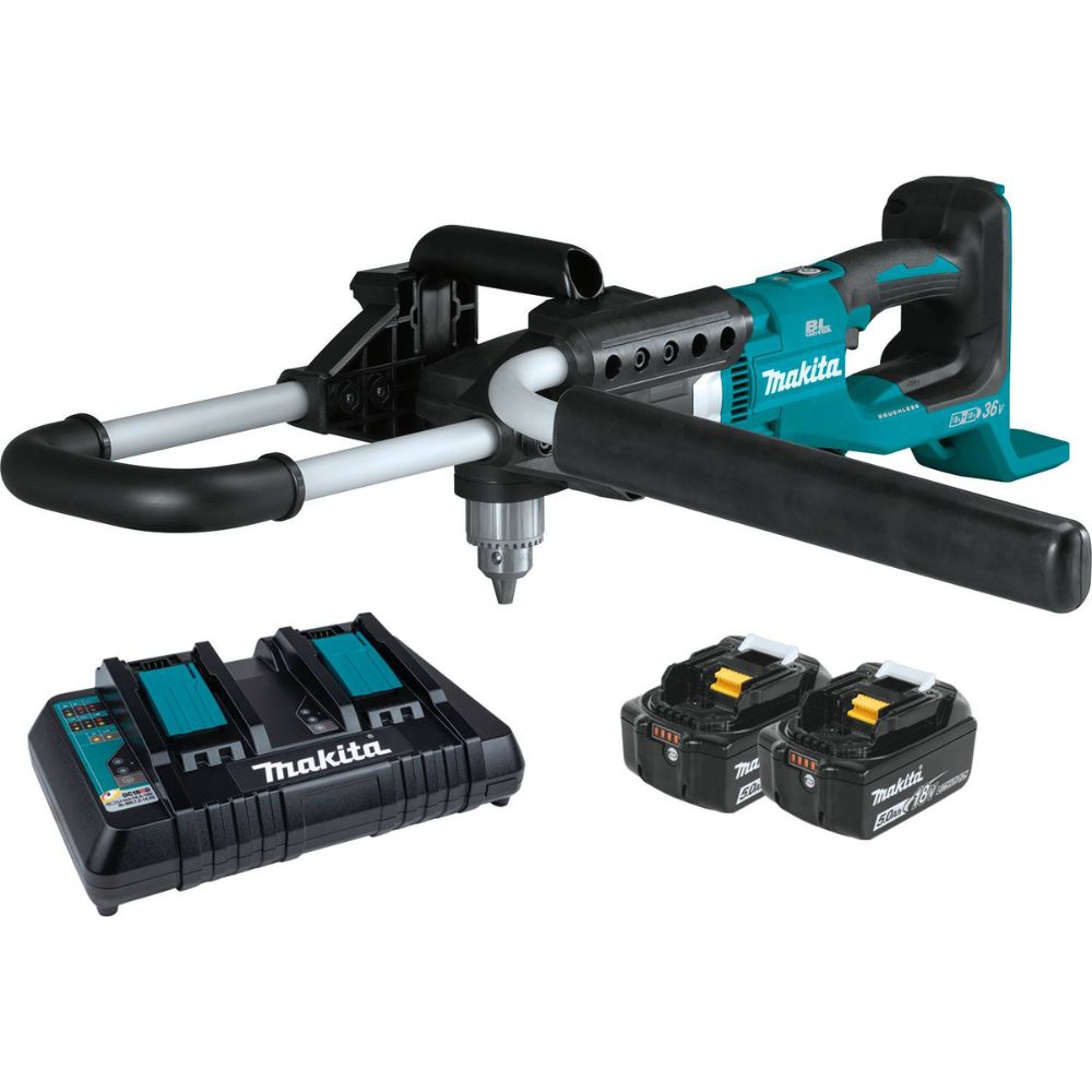 Makita XGD01PT 36V (18V X2) LXT Brushless Earth Auger Kit, dual port charger (5.0Ah)