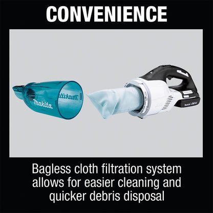Makita XLC03R1WX4 18V LXT Compact Cordless Vacuum Kit, Trigger w/ Lock (2.0Ah)