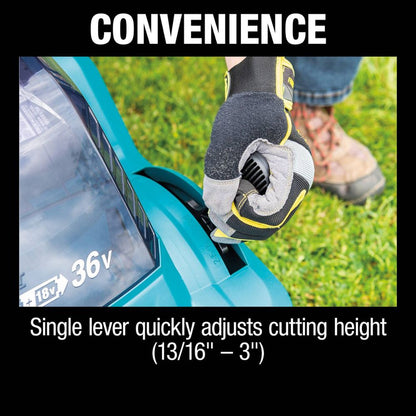 Makita XML05PT 36V (18V X2) LXT 17" Residential Lawn Mower Kit, dual port charger (5.0Ah)