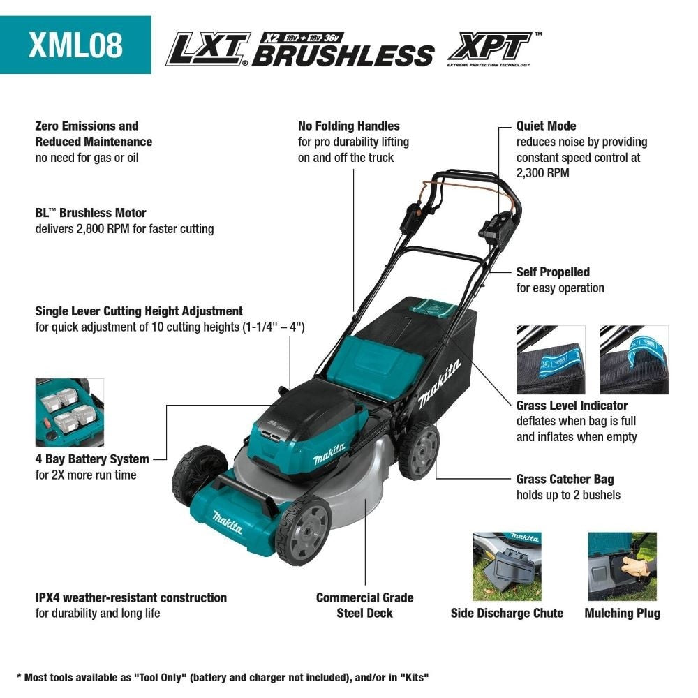 Makita XML08PT1 18V X2 (36V) LXT 21" Self Propelled Lawn Mower Kit