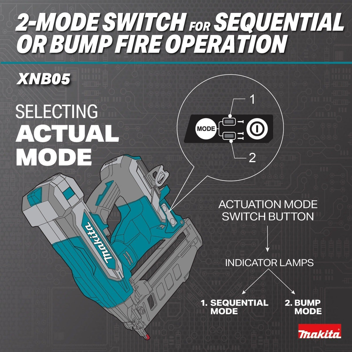 Makita XNB05Z 18V LXT Brushless Cordless 2-1/2" 16 Gauge Straight Finish Nailer, Tool Only
