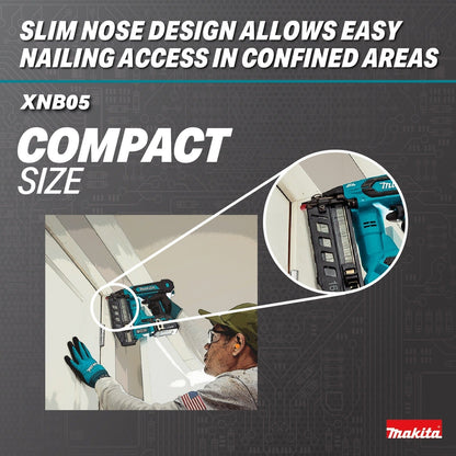 Makita XNB05Z 18V LXT Brushless Cordless 2-1/2" 16 Gauge Straight Finish Nailer, Tool Only