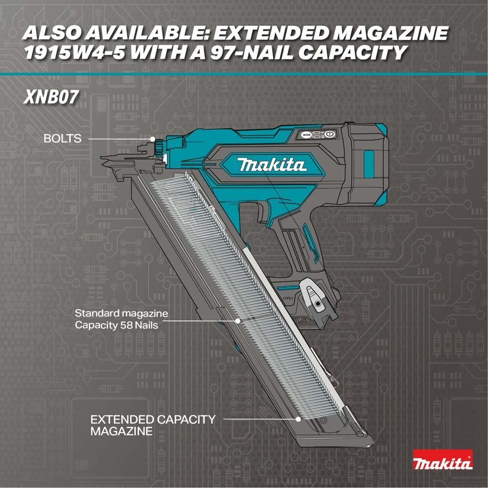 Makita XNB07Z 30 Degree Clipped Head 3-1/2 in. Framing Nailer, Tool Only (Bare Tool)