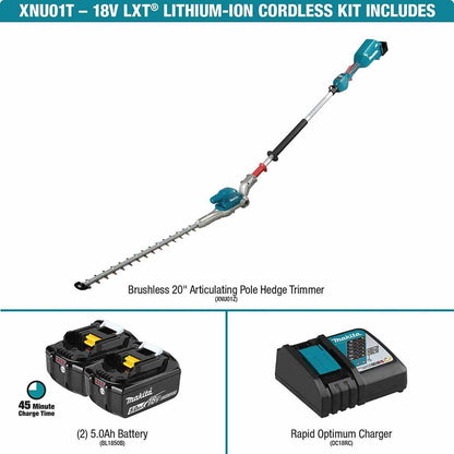 Makita XNU01T 18V LXT 20" Articulating Pole Hedge Trimmer Kit (5.0Ah)