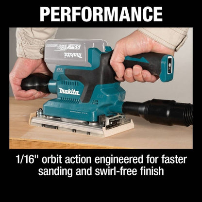 Makita XOB03Z 18V LXT Lithium-Ion Brushless Cordless 1/3 Sheet Finishing Sander, AWS Capable (Tool Only)