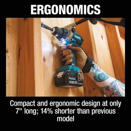 Makita XPH14T 18V LXT Lithium-Ion Brushless Cordless 1/2" Hammer Driver-Drill Kit, 2-speed, var. speed., L.E.D. Light, bag (5.0Ah)