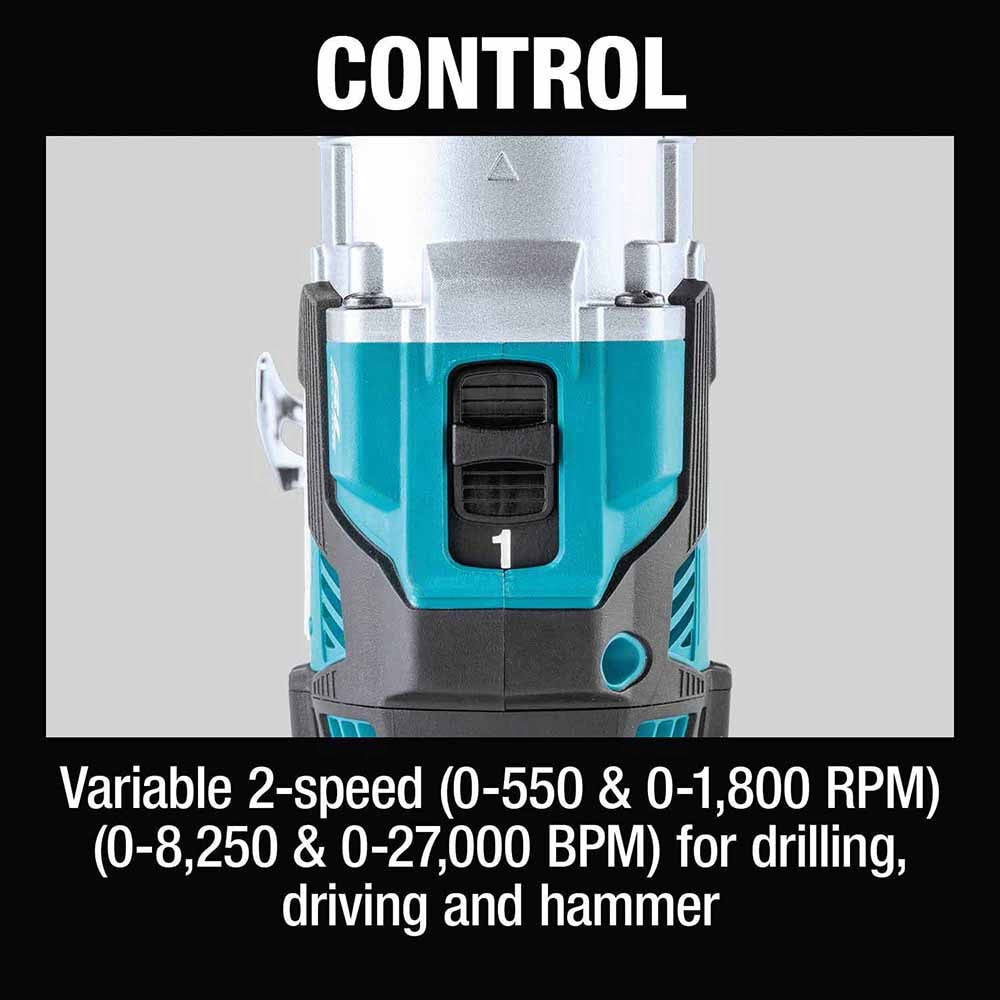 Makita XPH16T 18V LXT Lithium-Ion Compact Brushless Cordless 1/2" Hammer Driver-Drill Kit (5.0Ah)