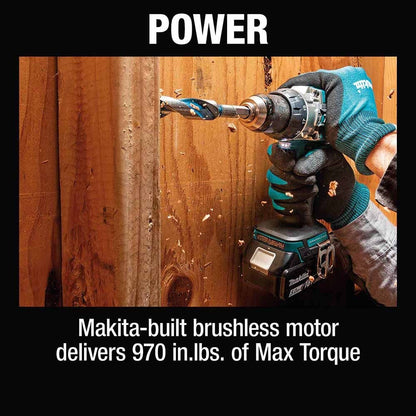 Makita XPH16T 18V LXT Lithium-Ion Compact Brushless Cordless 1/2" Hammer Driver-Drill Kit (5.0Ah)