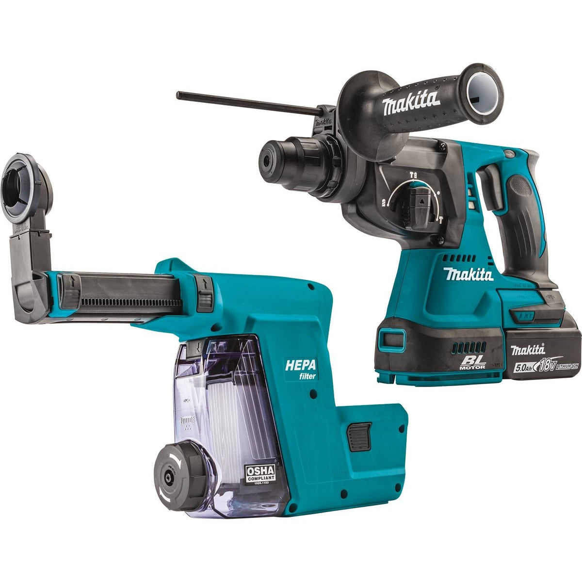 Makita XRH011TWX 18V LXT 1" SDS Rotary Hammer Kit 5.0AH With (Osha) Hepa Dust Extractor