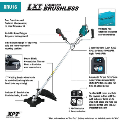Makita XRU16Z 36V (18V X2) LXT Brushless Brush Cutter (Tool only)