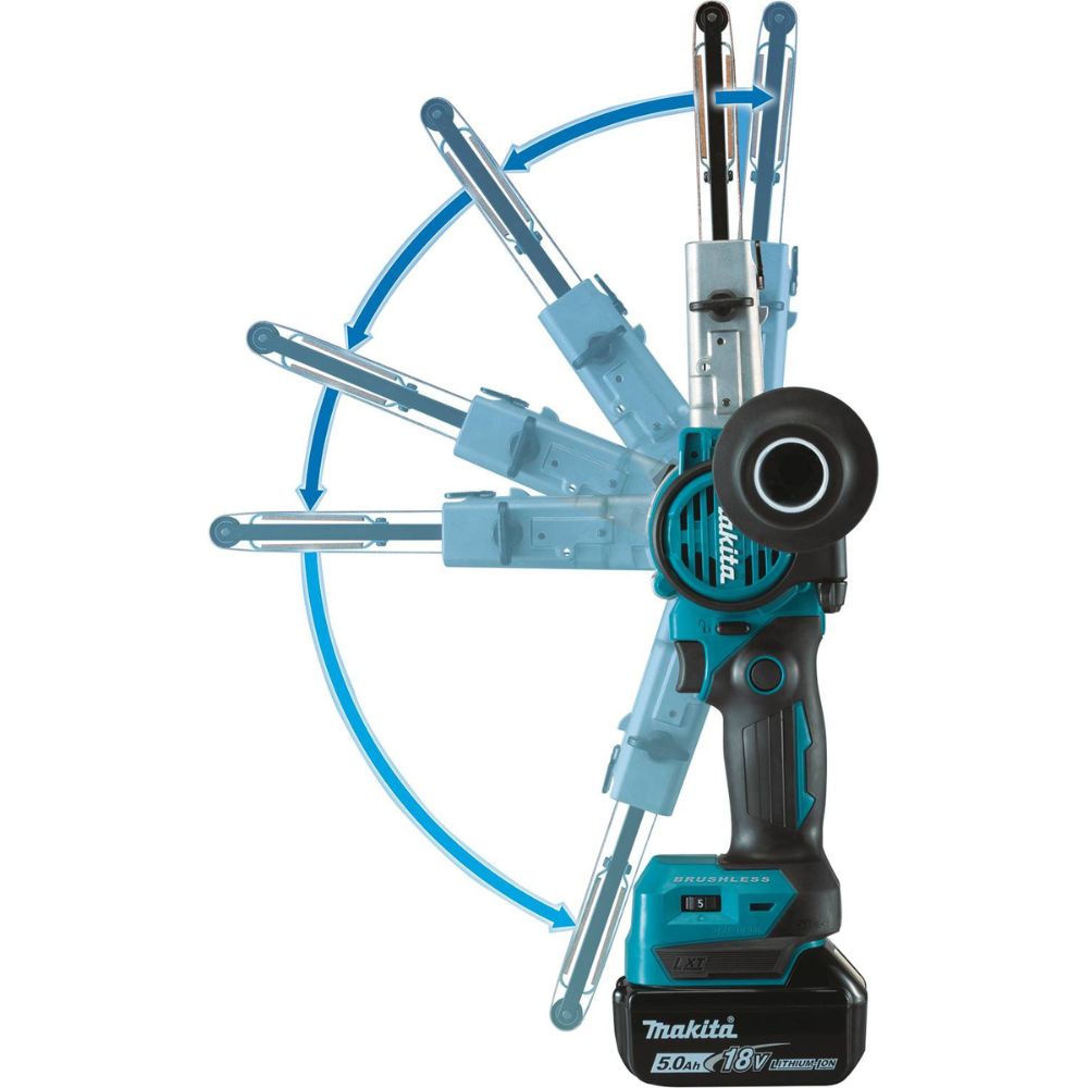 Makita XSB01TJ 18V LXT Lithium-Ion Brushless Cordless 3/8" x 21" Detail Belt Sander Kit, Bag (5.0Ah)