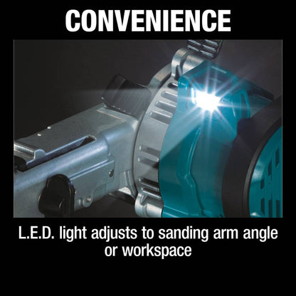 Makita XSB01TJ 18V LXT Lithium-Ion Brushless Cordless 3/8" x 21" Detail Belt Sander Kit, Bag (5.0Ah)