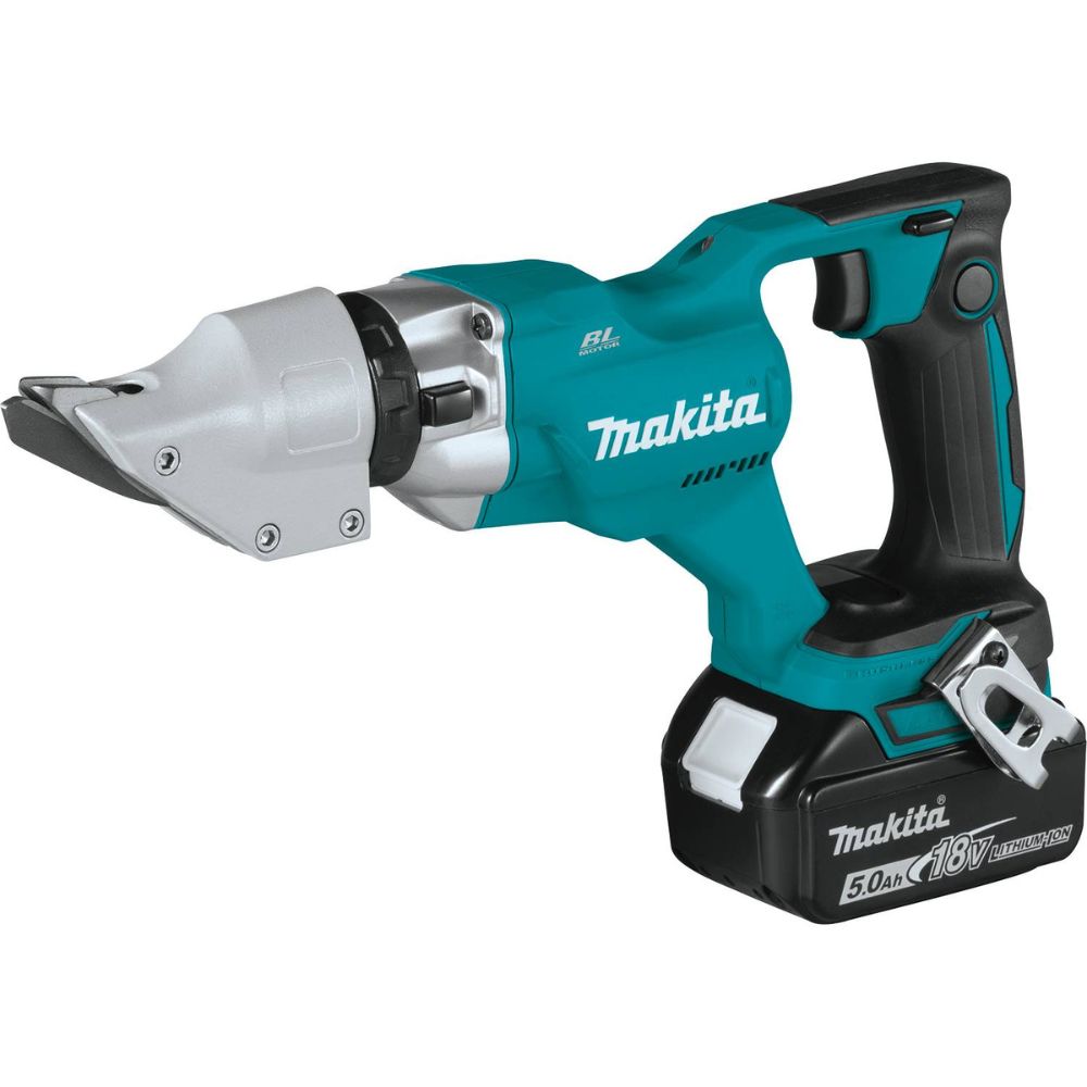 Makita XSJ03T 18V LXT Lithium-Ion Brushless Cordless 14 Gauge Straight Shear Kit, bag (5.0Ah)