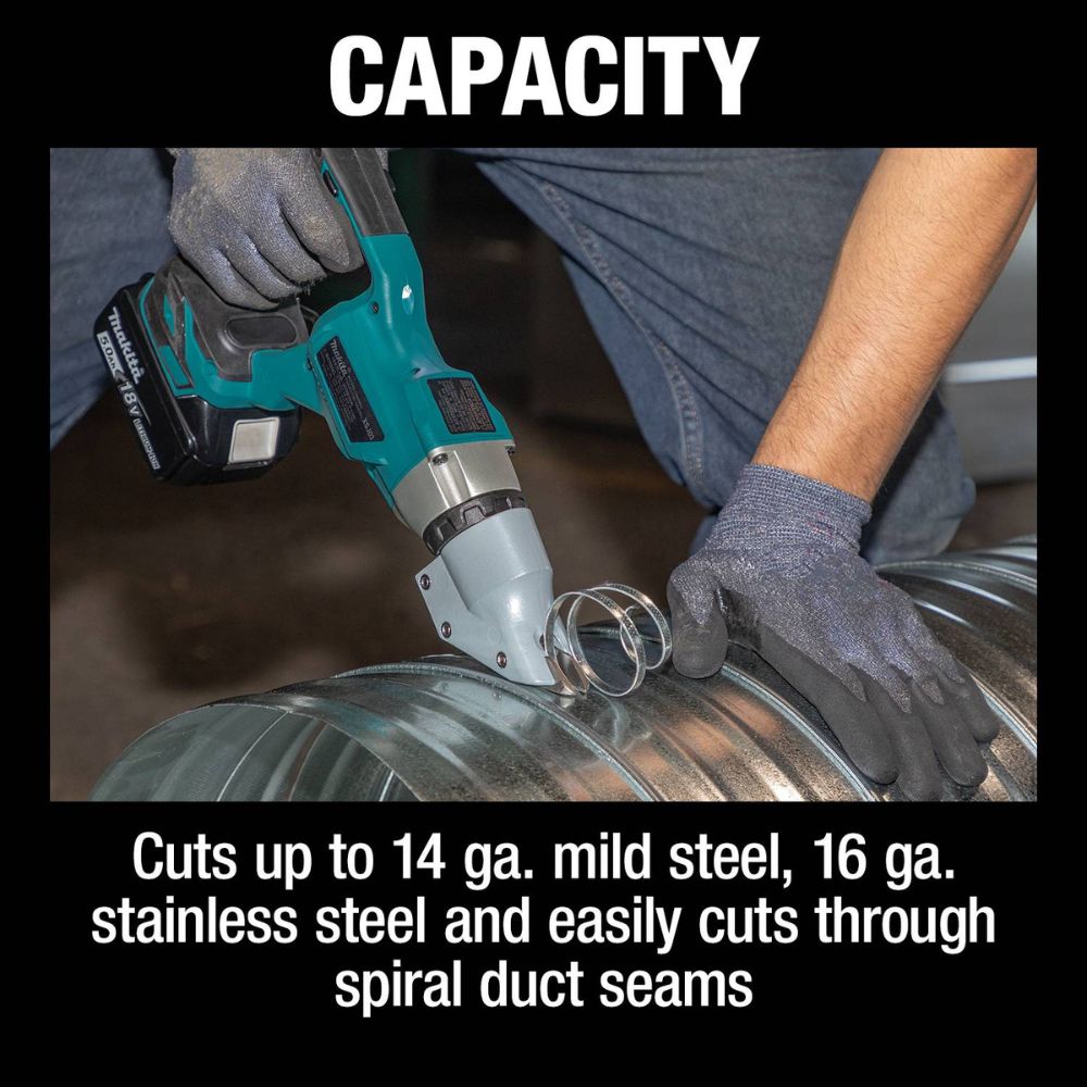 Makita XSJ03T 18V LXT Lithium-Ion Brushless Cordless 14 Gauge Straight Shear Kit, bag (5.0Ah)