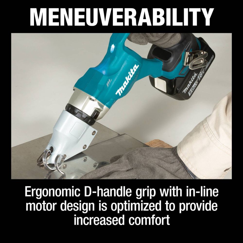 Makita XSJ03T 18V LXT Lithium-Ion Brushless Cordless 14 Gauge Straight Shear Kit, bag (5.0Ah)