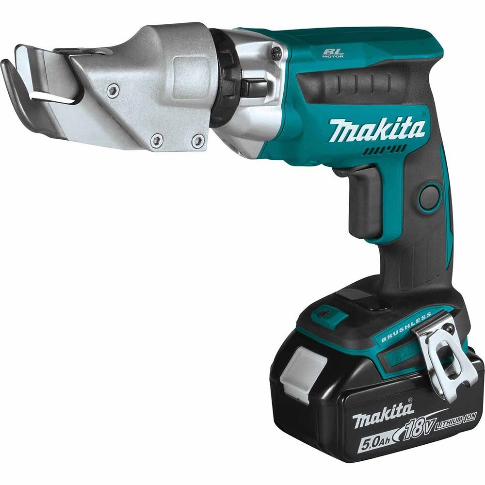 Makita XSJ04T 18V LXT® Lithium-Ion Brushless Cordless 18 Gauge Offset Shear Kit, bag (5.0Ah)