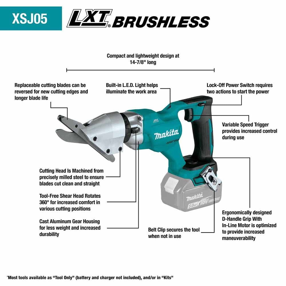 Makita XSJ05Z 18V LXT 1/2" Fiber Cement Shear, (Tool Only)
