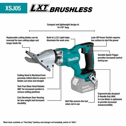 Makita XSJ05Z 18V LXT 1/2" Fiber Cement Shear, (Tool Only)