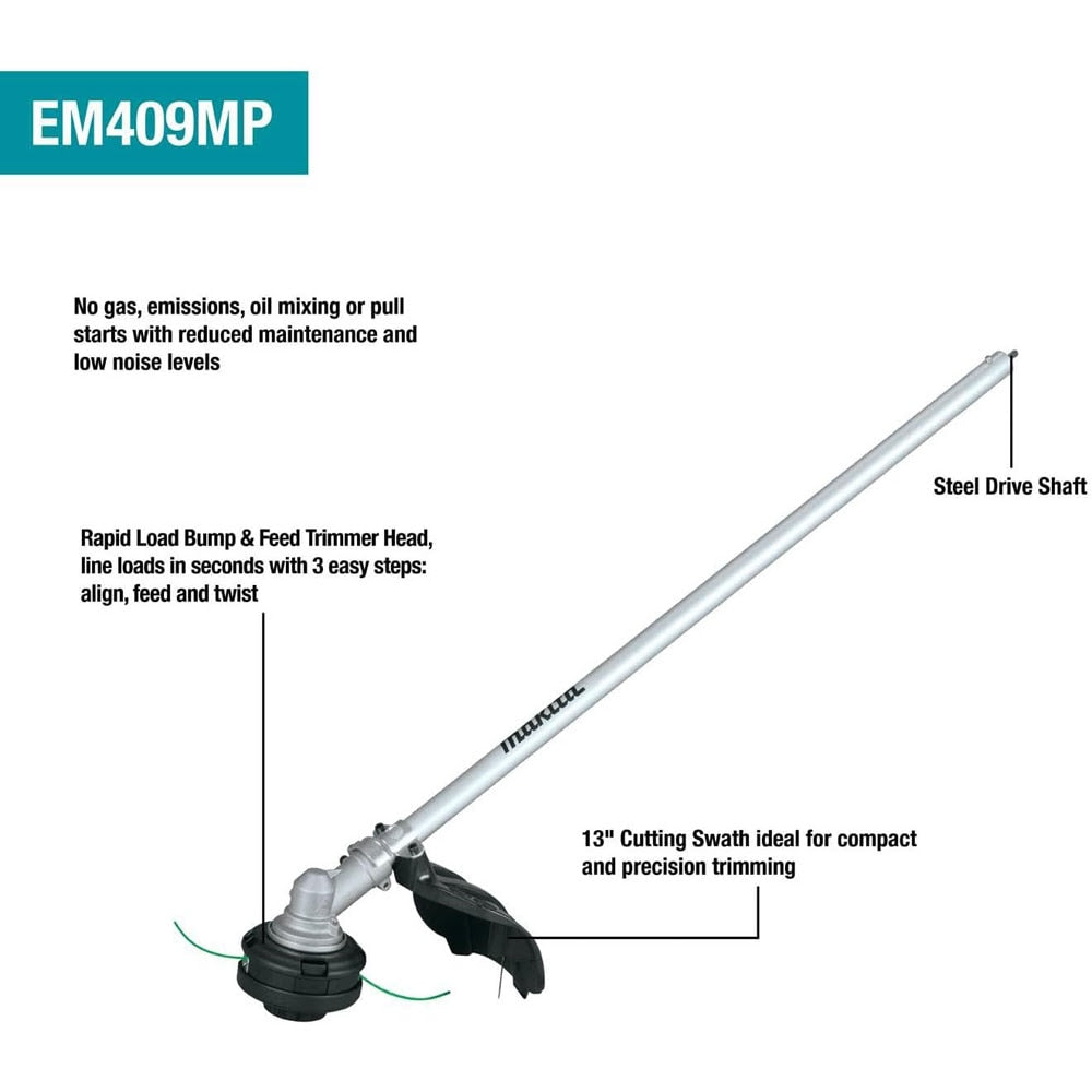 Makita XUX02SM1X5 18V LXT Brushless Couple Shaft Power Head Kit w/ String Trimmer, Pole Saw & Articulating Hedge Trimmer Attachments (4.0Ah)