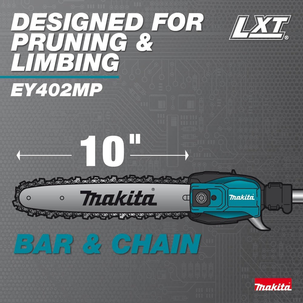 Makita XUX02SM1X5 18V LXT Brushless Couple Shaft Power Head Kit w/ String Trimmer, Pole Saw & Articulating Hedge Trimmer Attachments (4.0Ah)