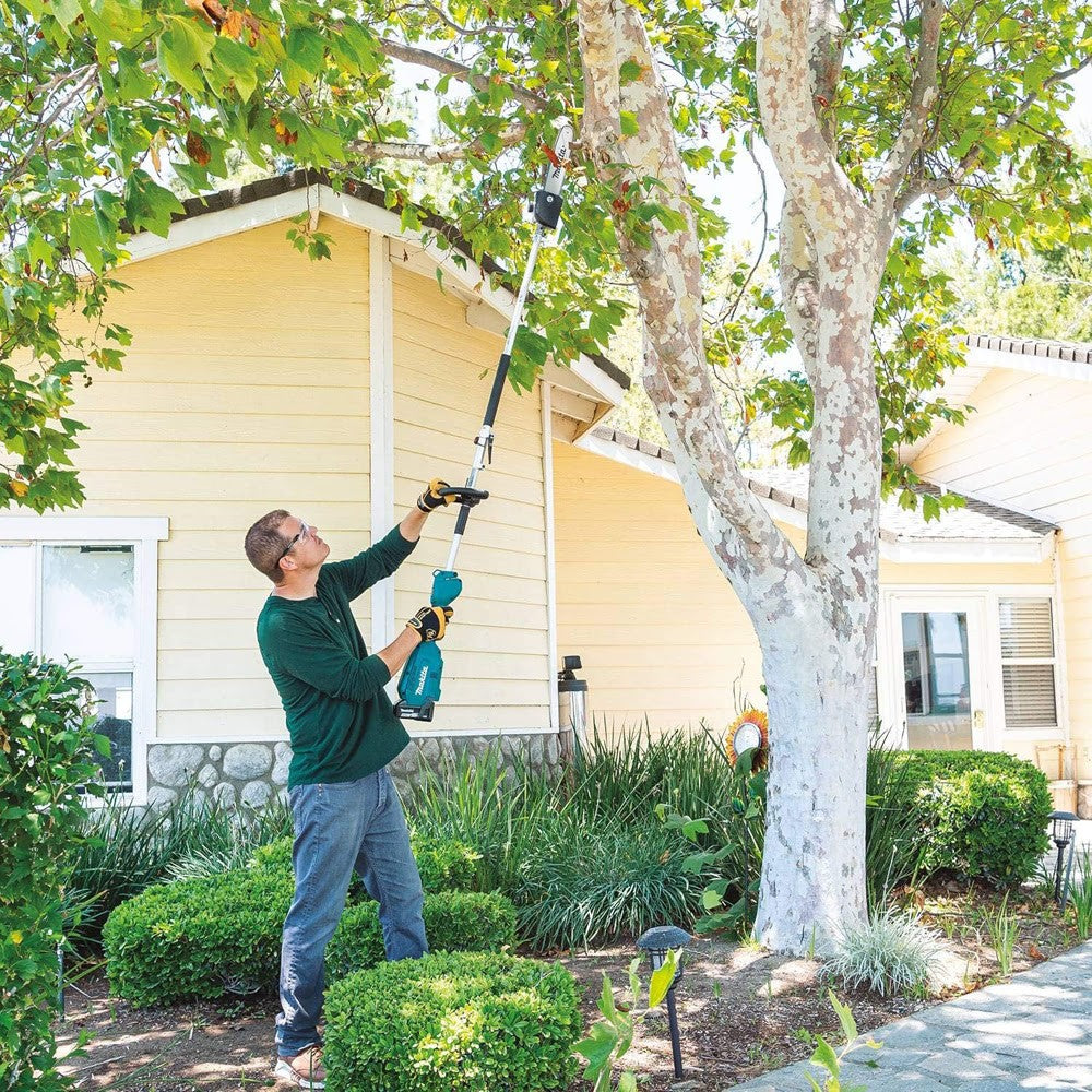 Makita XUX02SM1X5 18V LXT Brushless Couple Shaft Power Head Kit w/ String Trimmer, Pole Saw & Articulating Hedge Trimmer Attachments (4.0Ah)