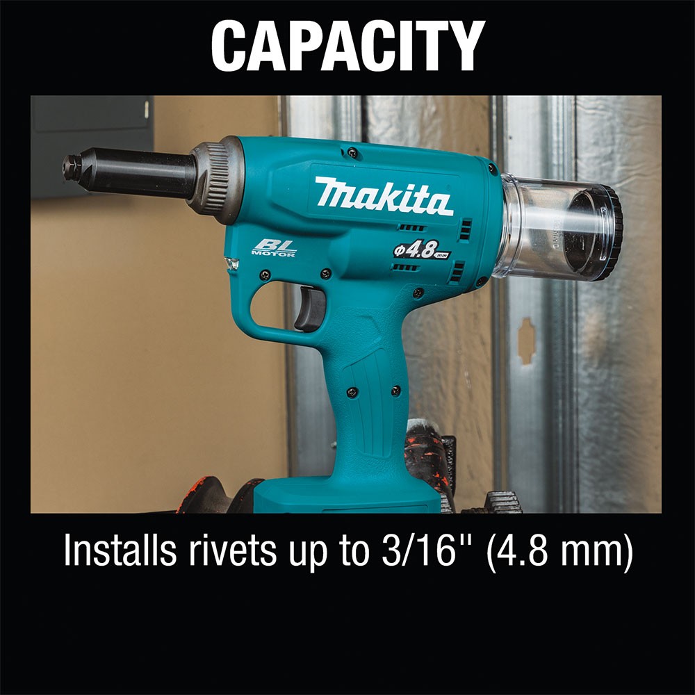 Makita XVR01T 18V LXT Lithium-Ion Brushless Cordless Rivet Tool Kit, 5.0Ah