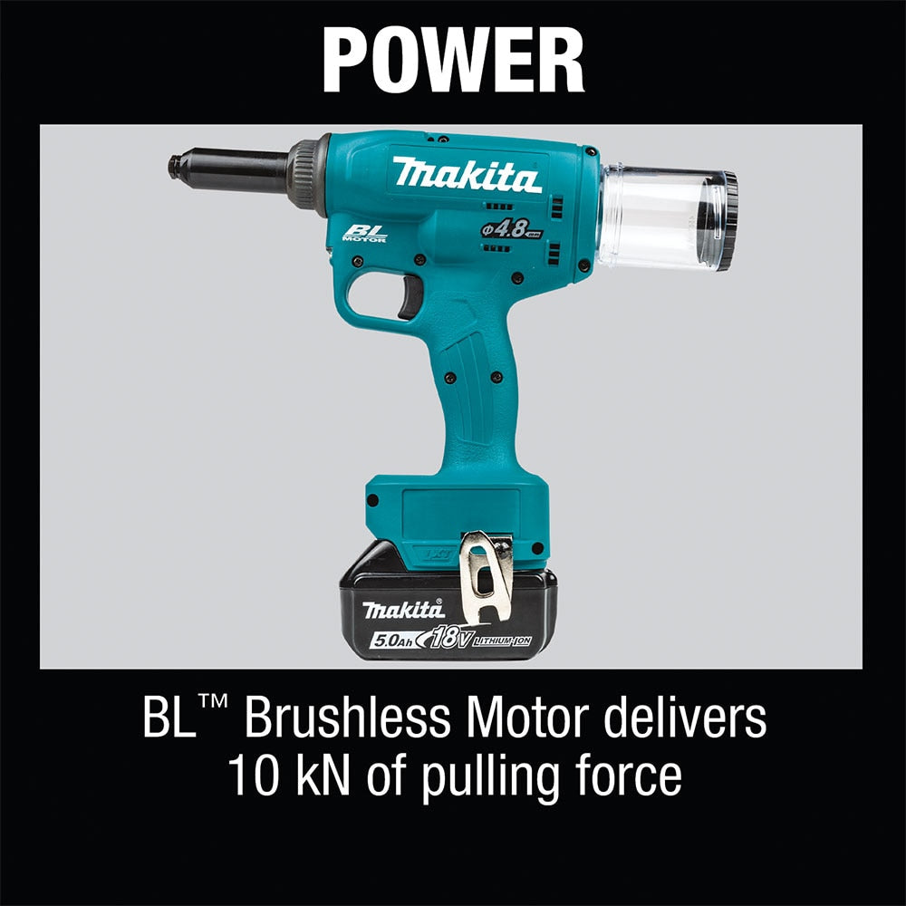 Makita XVR01T 18V LXT Lithium-Ion Brushless Cordless Rivet Tool Kit, 5.0Ah
