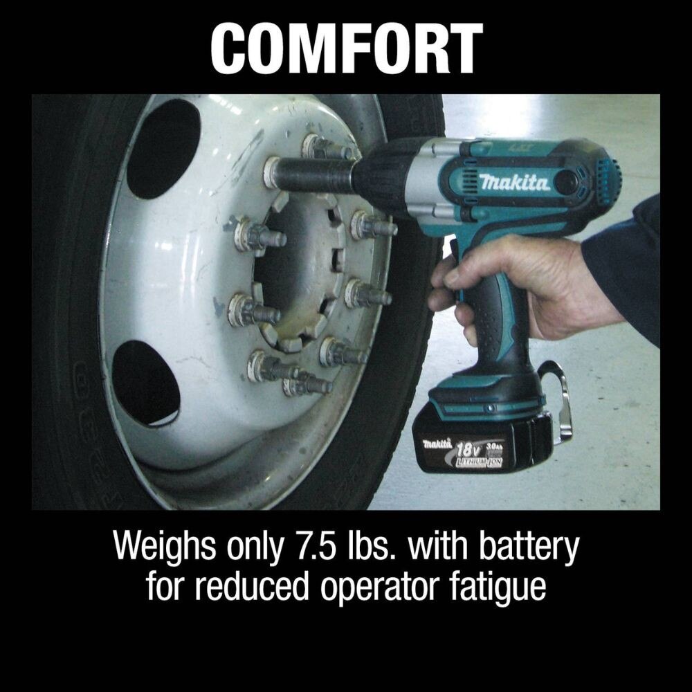 Makita XWT04S1 18V LXT Lithium-Ion Cordless 1/2" Sq. Drive Impact Wrench Kit, rev., rocker switch, L.E.D. Light, bag, with one battery (3.0Ah)