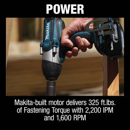 Makita XWT04S1 18V LXT Lithium-Ion Cordless 1/2" Sq. Drive Impact Wrench Kit, rev., rocker switch, L.E.D. Light, bag, with one battery (3.0Ah)