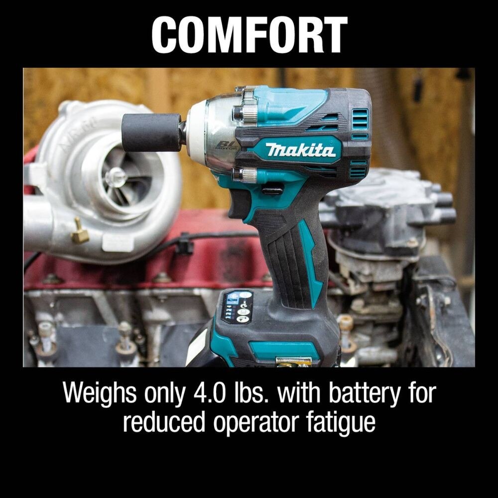 Makita XWT15T 18V LXT Lithium-Ion Brushless Cordless 4-Speed 1/2" Sq. Drive Impact Wrench Kit w/ Detent Anvil, var. spd., rev., L.E.D. Light, bag (5.0Ah)