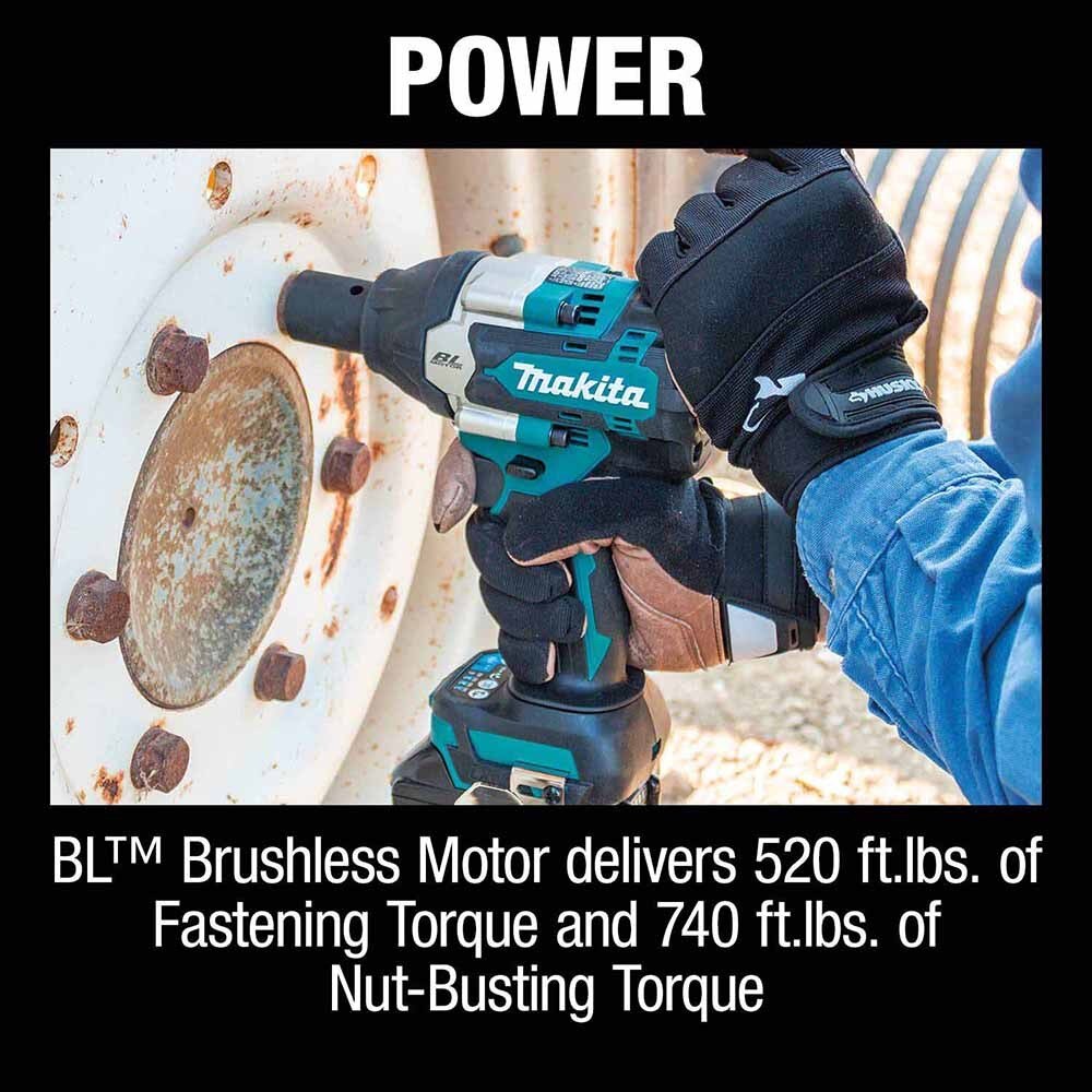Makita XWT18T 18V LXT Brushless 4-Speed Mid-Torque 1/2" Sq. Drive Impact Wrench Kit w/ Detent Anvil