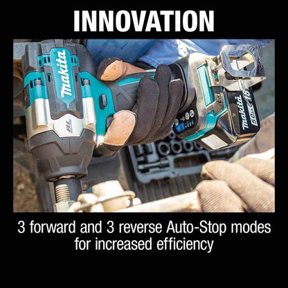 Makita XWT18T 18V LXT Brushless 4-Speed Mid-Torque 1/2" Sq. Drive Impact Wrench Kit w/ Detent Anvil