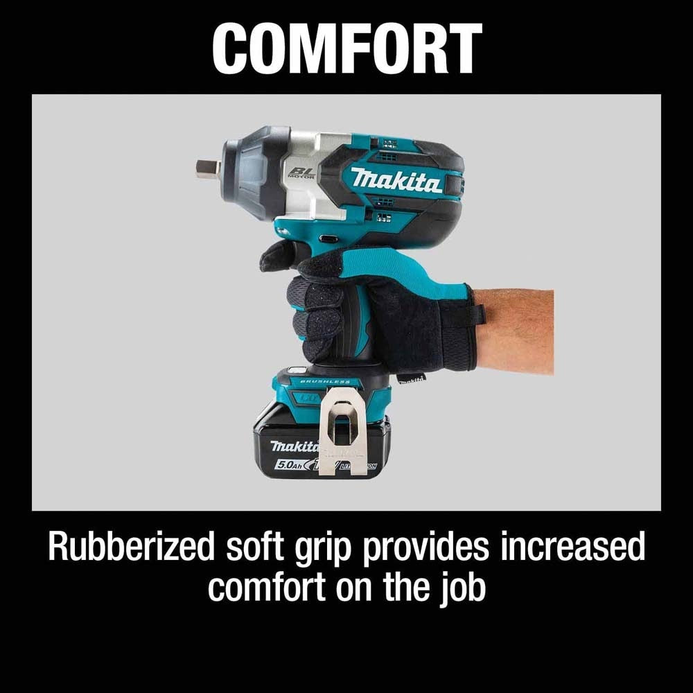 Makita XWT19T 18V LXT Lithium-Ion Brushless Cordless 3-Speed 1/2" Sq. Drive Impact Wrench Kit w/ Detent Anvil (5.0Ah)