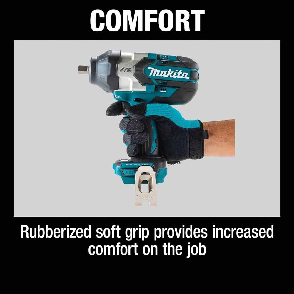 Makita XWT19Z 18V LXT Lithium-Ion Brushless Cordless 3-Speed 1/2" Sq. Drive Impact Wrench w/ Detent Anvil, Tool Only