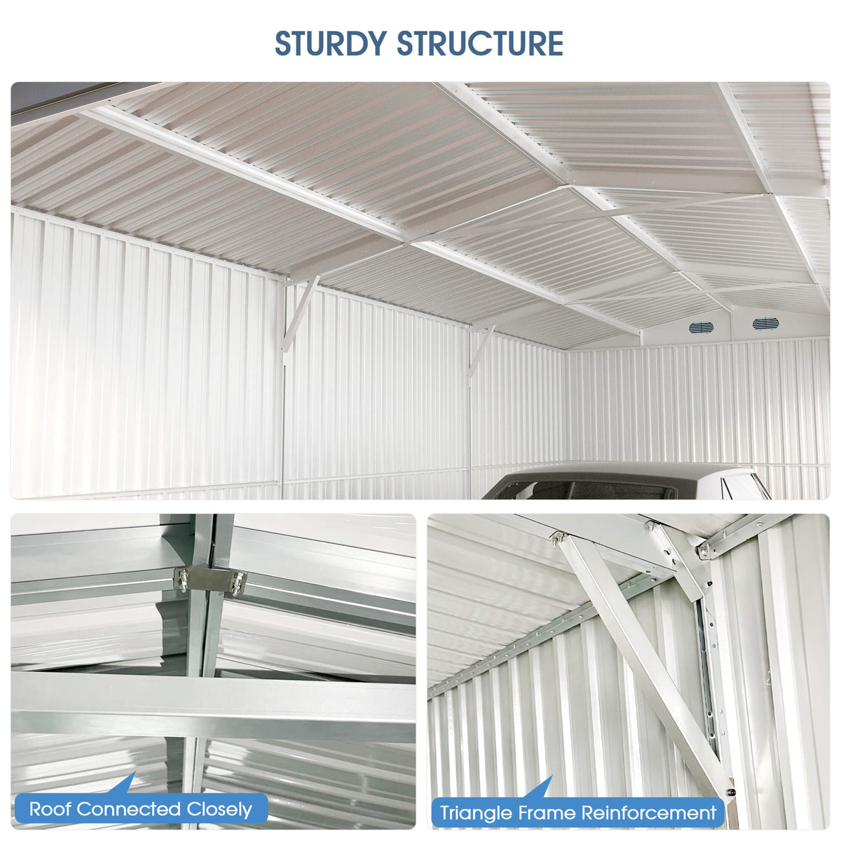 10FT  x 20FT Metal Shed with Double Front Doors & Side Entry Door