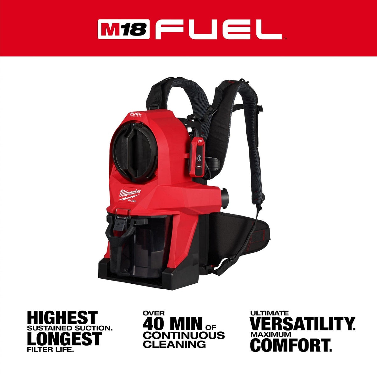 Milwaukee 0895-20 M18 FUEL 3-in-1 Backpack Vacuum with HEPA Filter and Accessories