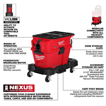 Milwaukee 0914-20 M18 FUEL NEXUS 6 GAL Wet/Dry Vacuum w/ VACLINK
