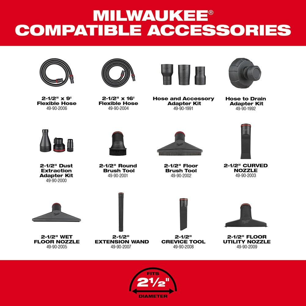 Milwaukee 0930-22HD M18 FUEL 12-Gallon Dual-Battery Wet/Dry Vacuum Kit