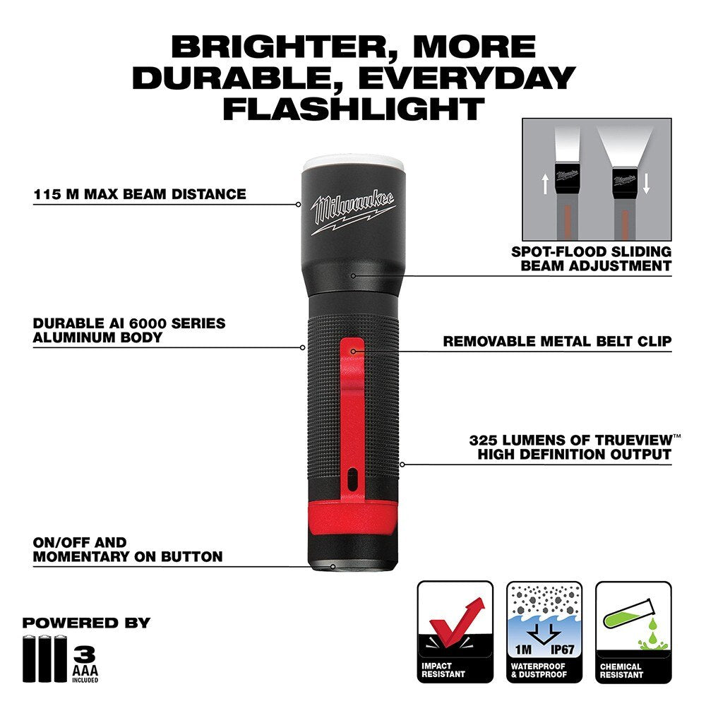Milwaukee 2107S 325L Focusing Flashlight w/ Holster
