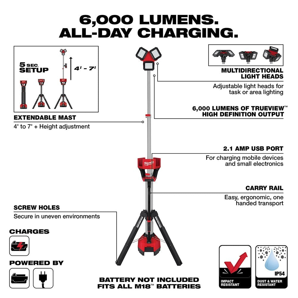 Milwaukee 2136-20 M18 ROCKET Tower Light/Charger