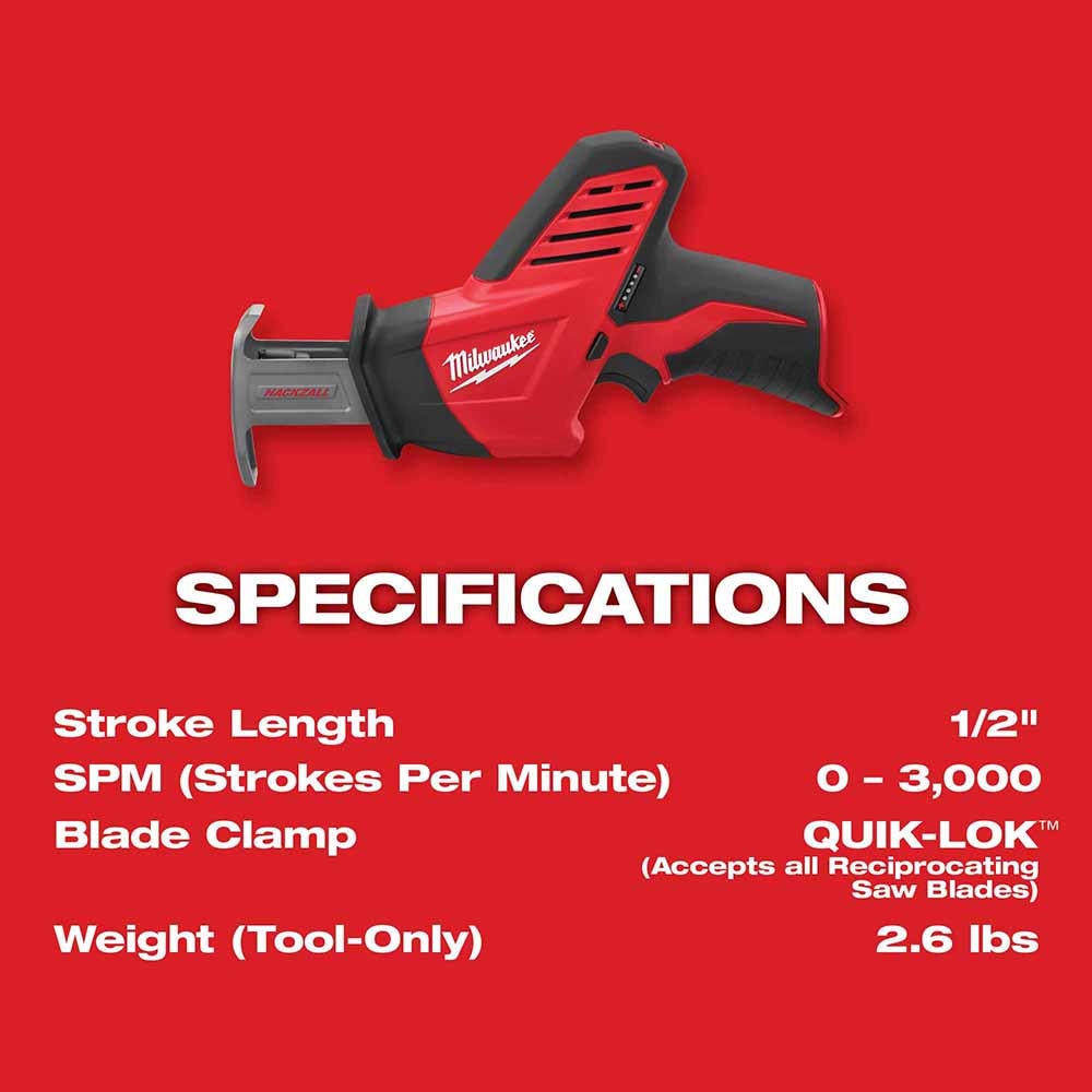 Milwaukee 2420-20 M12 12-Volt Hackzall Saw (Tool Only, No Battery)