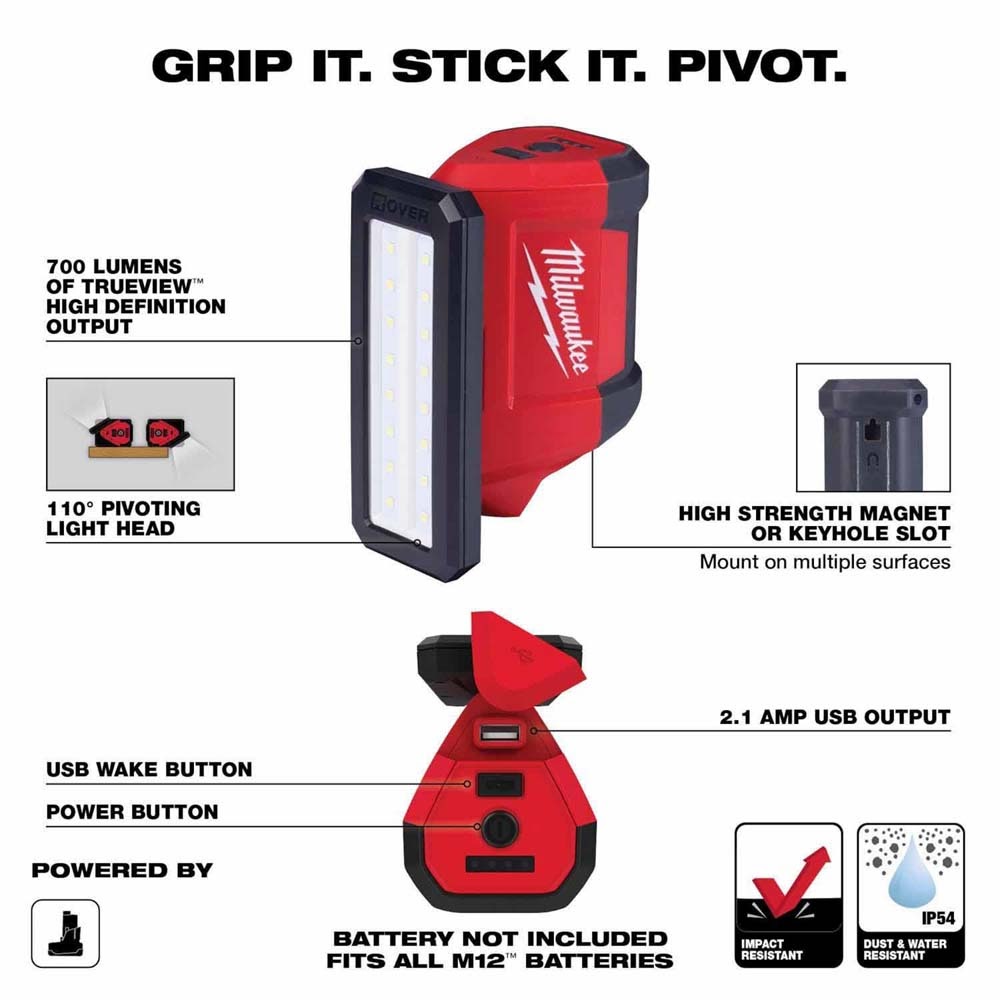 Milwaukee 2492-24 M12 4-Tool Cordless Combo Kit with Hex Screwdriver, Flood Light, Inflator and 3/8 in Ratchet (4 Tool Kit)