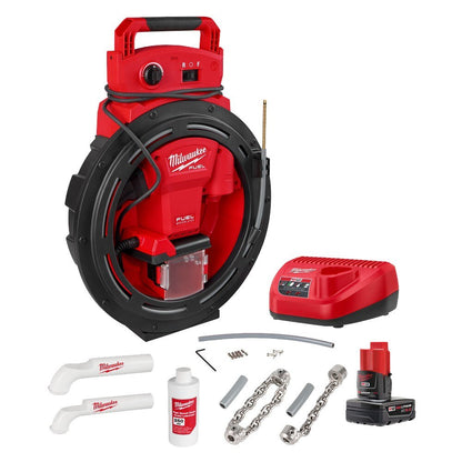 Milwaukee 2519-21 M12 FUEL High Speed Chain Snake for 1-1/4”-2” Pipes