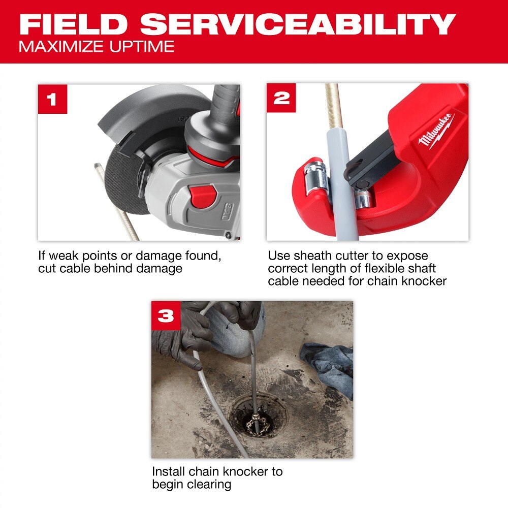 Milwaukee 2519-21 M12 FUEL High Speed Chain Snake for 1-1/4”-2” Pipes