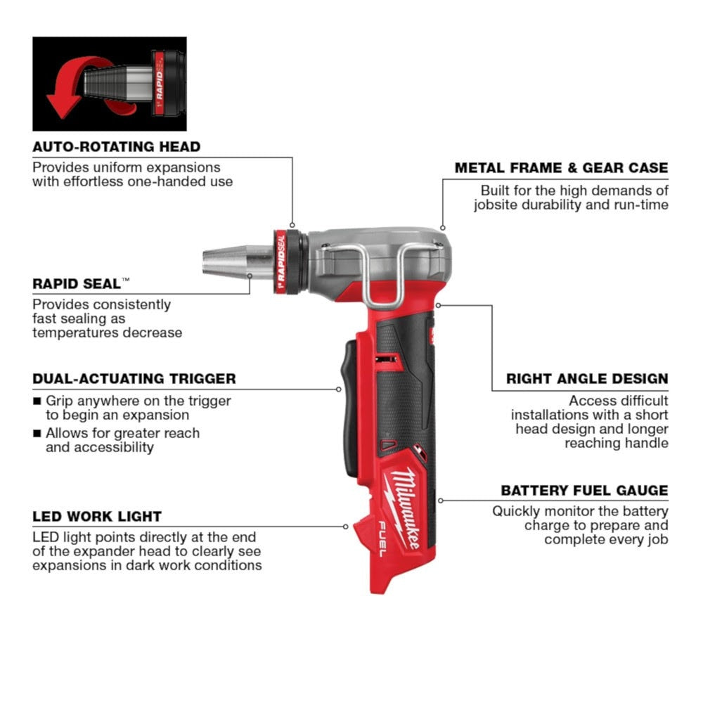 Milwaukee 2532-20 M12 FUEL™ ProPEX® Expander w/ 1/2"-1" RAPID SEAL™ ProPEX® Expander Heads