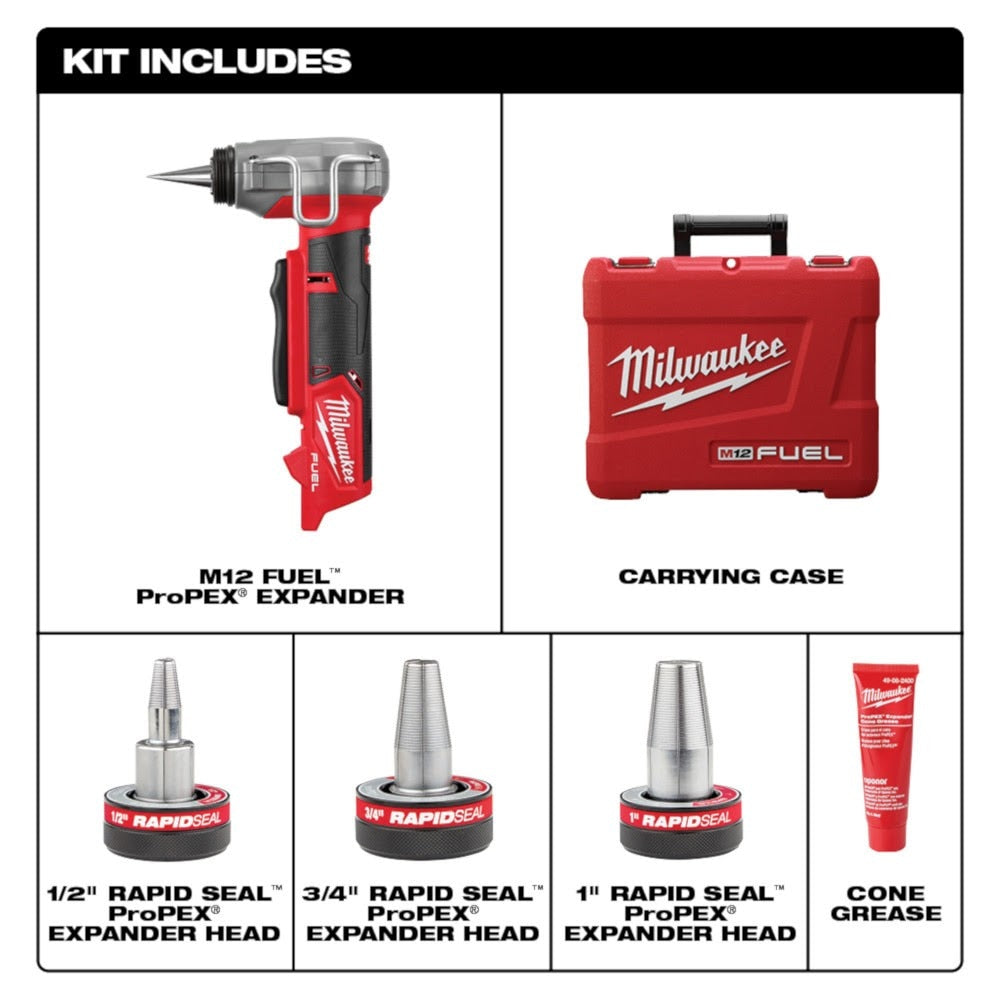 Milwaukee 2532-20 M12 FUEL™ ProPEX® Expander w/ 1/2"-1" RAPID SEAL™ ProPEX® Expander Heads